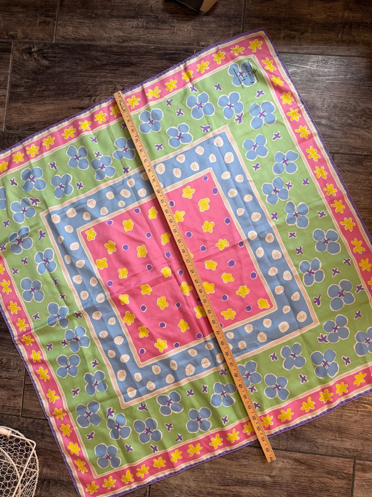 Ines de la Fressange Silk Scarf 35 x 35 Multi-Color Floral Square 6