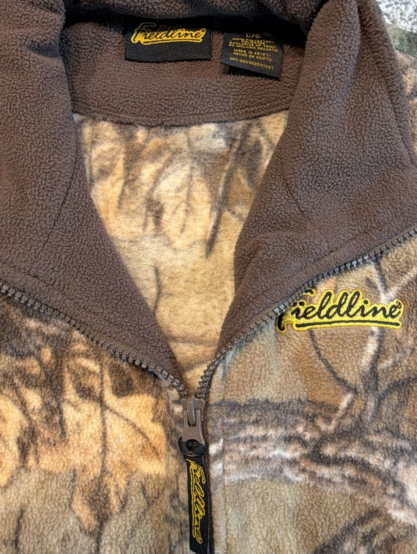 Fieldline Fleece Jacket Size L Brown Real Tree Camo Full Zip 10