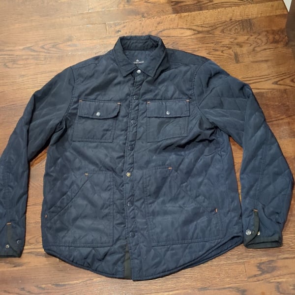 Rainforest Quilted Shirt Jacket Size M Navy Orange Shacket