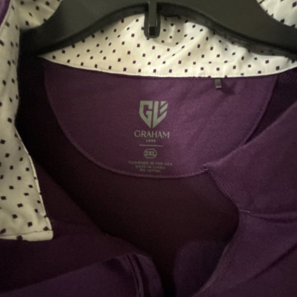 Graham Luxe 1/4 Zip Pullover Size 2XL Purple Long Sleeve Golf Top