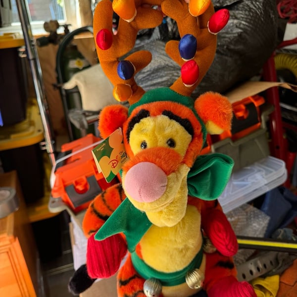Vintage Disney Store Reindeer Tigger 14 Inch Christmas Plush