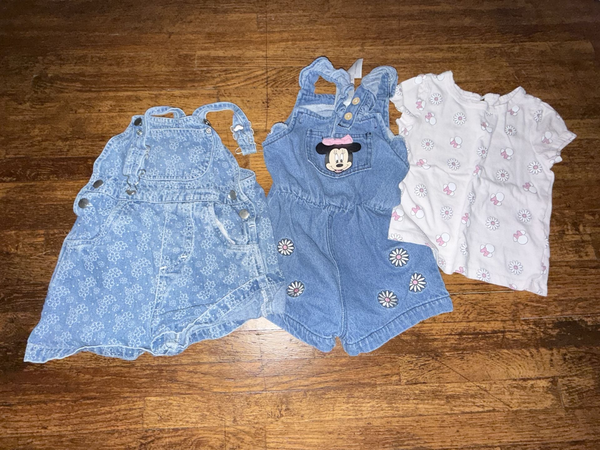 Disney Minnie Mouse Denim Overalls And Shirt Set 1