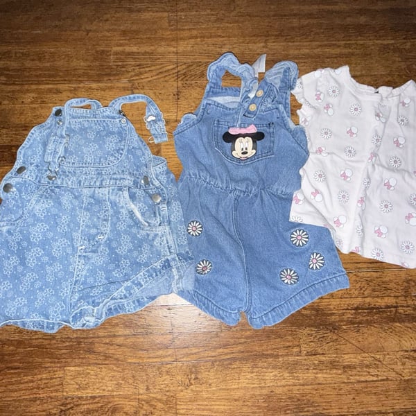Disney Minnie Mouse Denim Overalls And Shirt Set