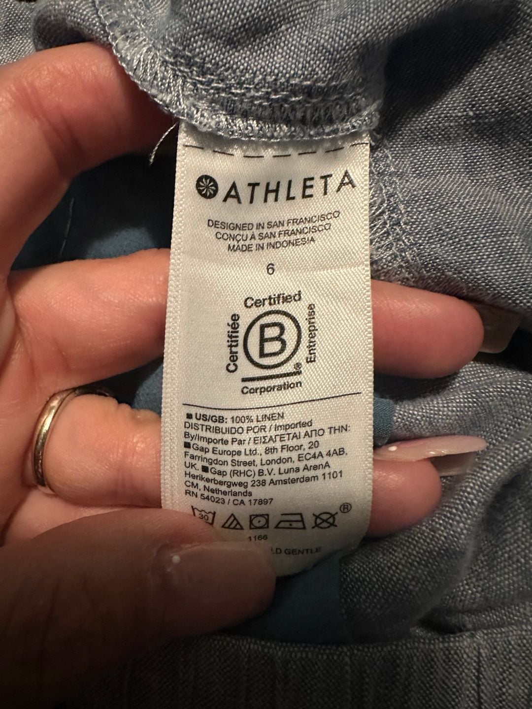 Athleta Cabo Linen Jogger Size 4 Blue Pull On Pants 9