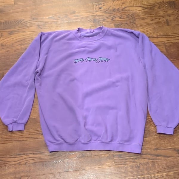 Harborside Graphics Sweatshirt Size XL Purple Wolf Embroidered naturecore 