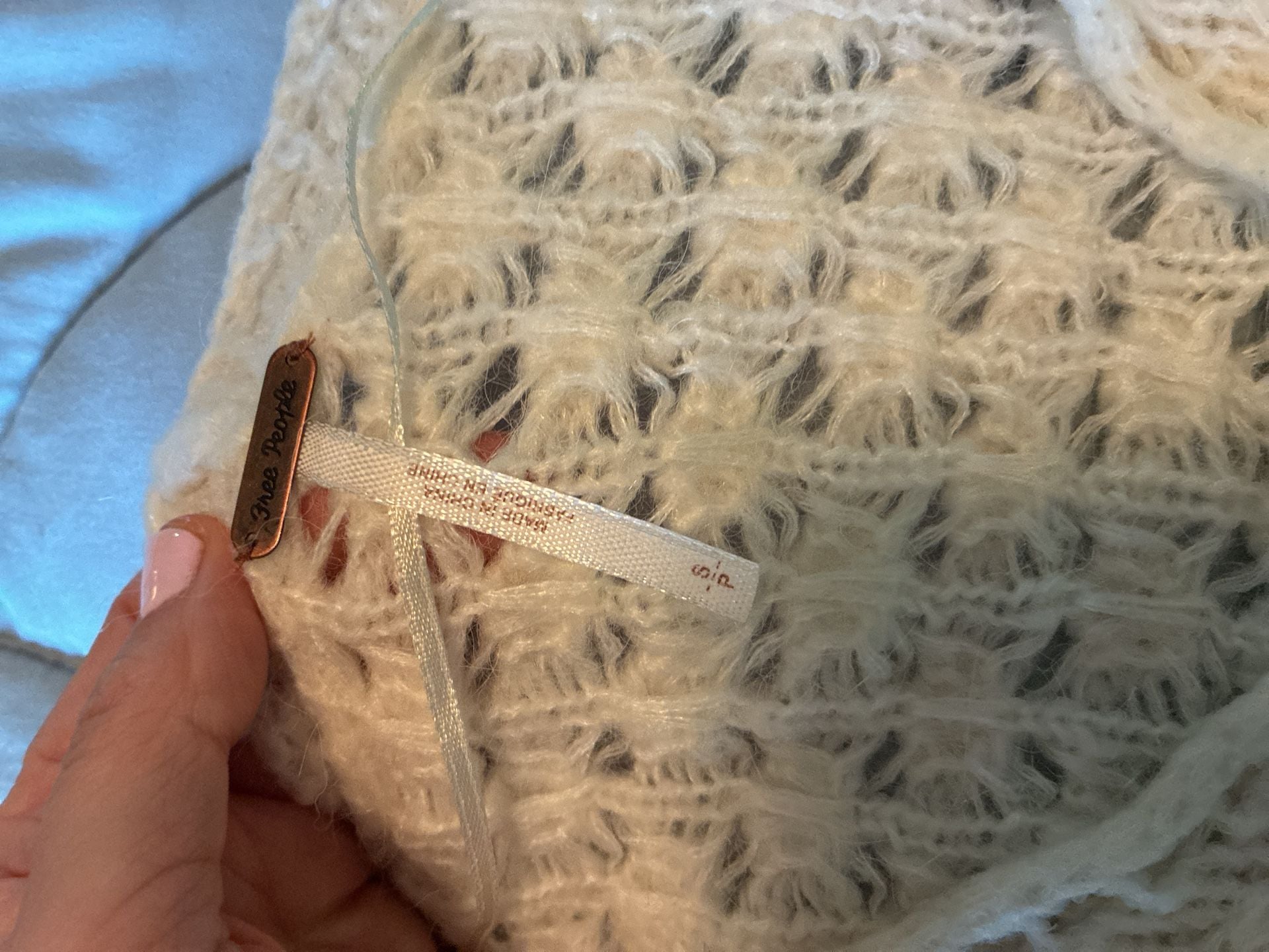 Free People Snowball Sweater Size S Ivory Wool Blend Open Knit A806 5