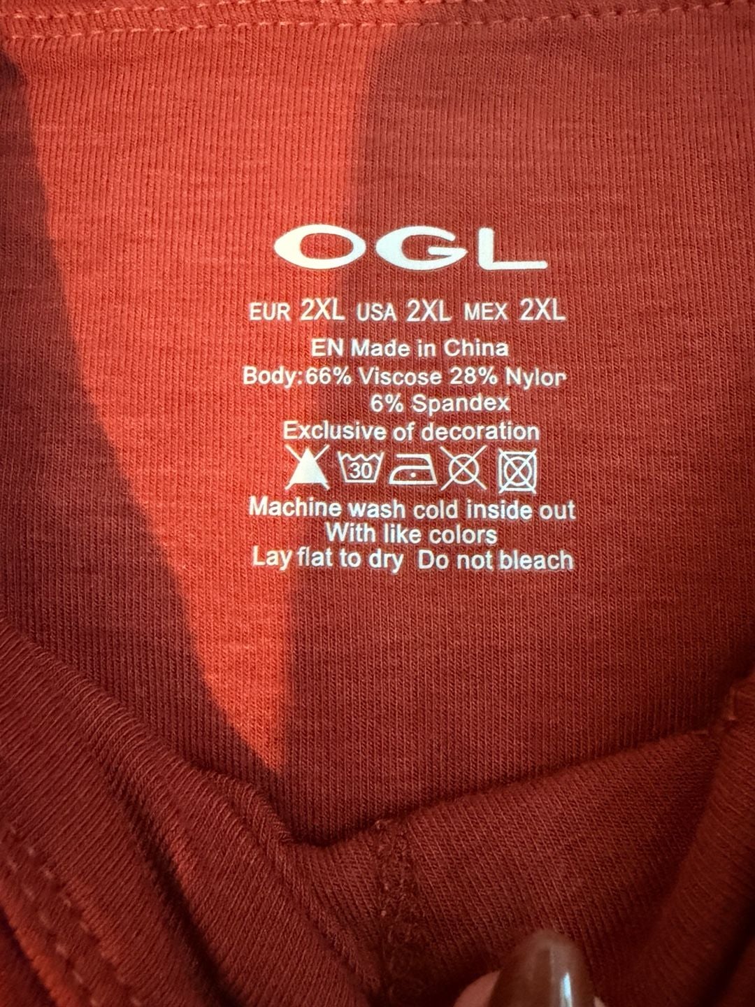 OGL Tank Top Size 2XL Rust Red Square Neck Ruched Built In Bra 3