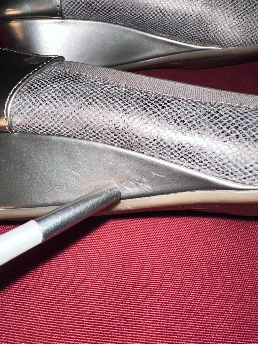 No.45 East 5th Memory Foam Silver Wedge Heels 5