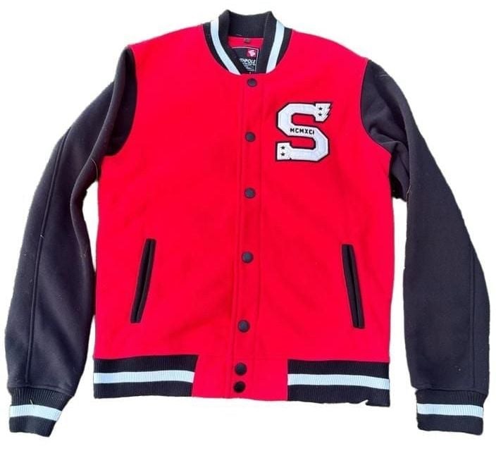 Y2K Southpole Varsity Jacket Size L Red Black Letterman Snap 2
