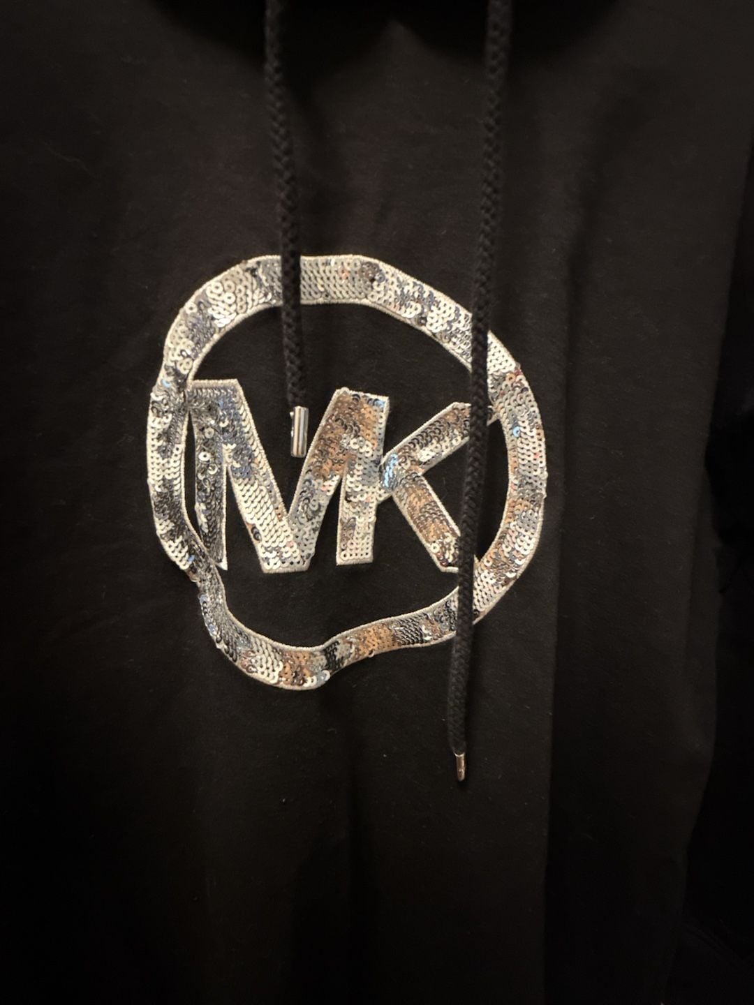 Michael Michael Kors Embellished Logo Cotton Hoodie Dress Size S Black 3