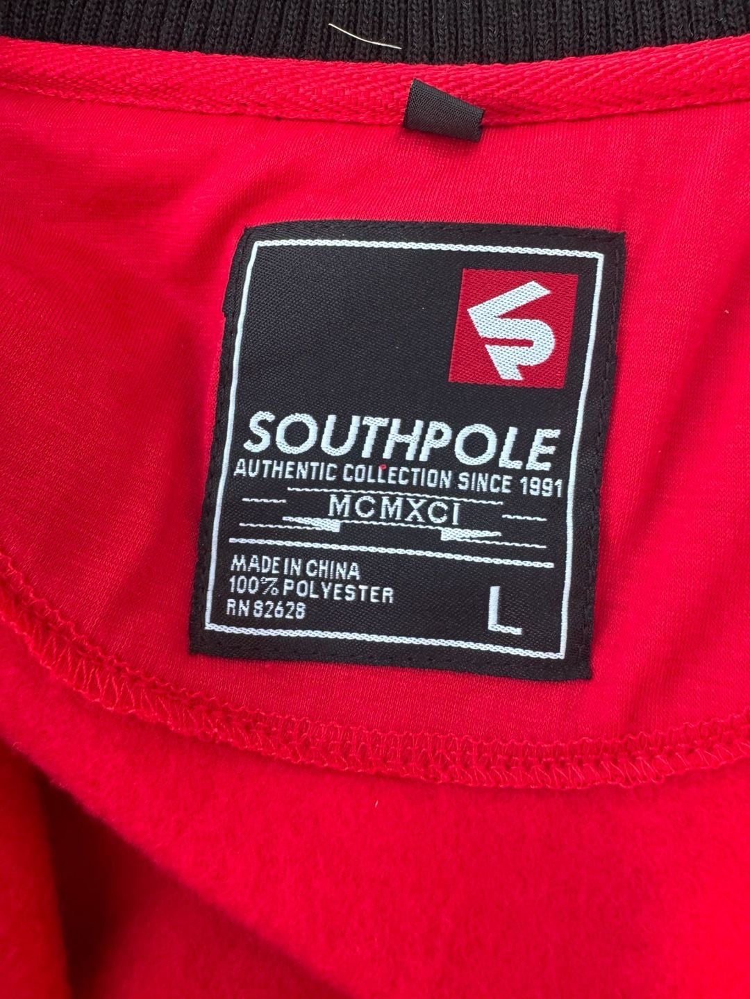 Y2K Southpole Varsity Jacket Size L Red Black Letterman Snap 4