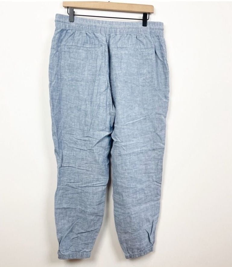 Athleta Cabo Linen Jogger Size 4 Blue Pull On Pants 5