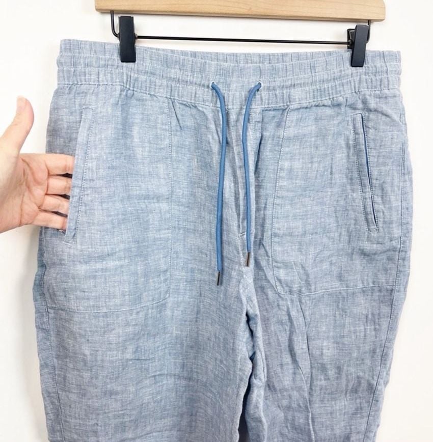 Athleta Cabo Linen Jogger Size 4 Blue Pull On Pants 6