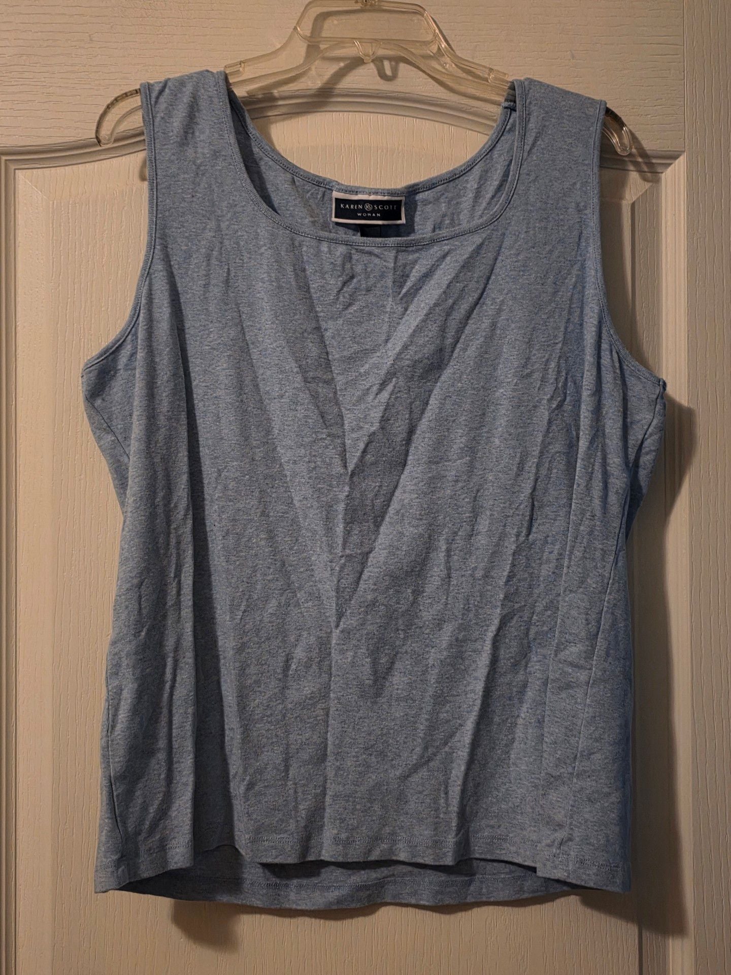 Karen Scott Tank Top Size 2X Steel Blue Heathered Cotton Sleeveless Shirt 2