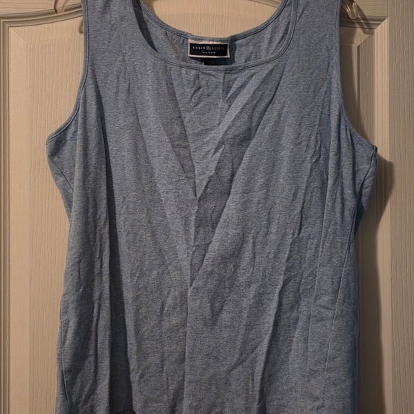 Karen Scott Tank Top Size 2X Steel Blue Heathered Cotton Sleeveless Shirt