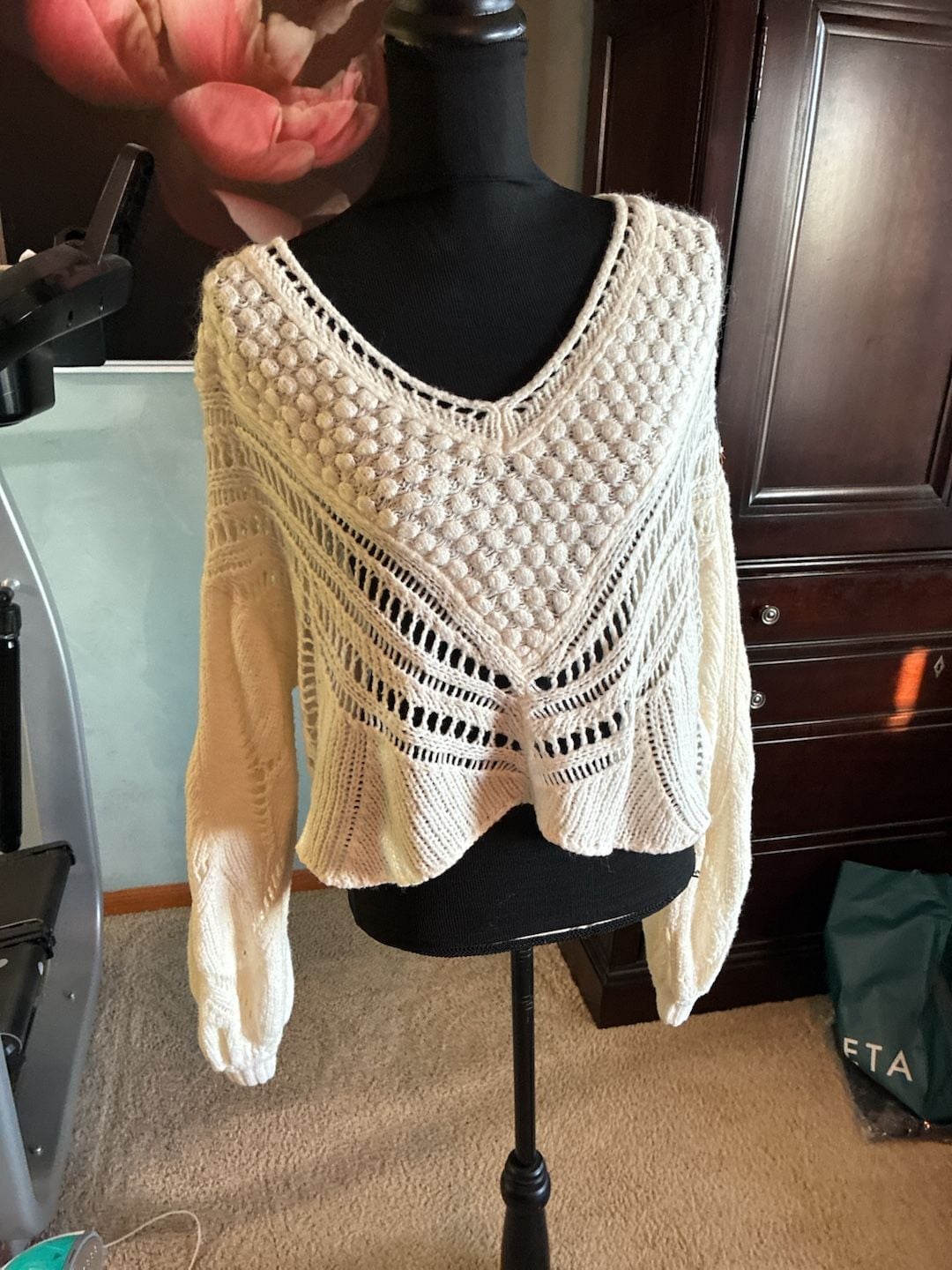 Free People Snowball Sweater Size S Ivory Wool Blend Open Knit A806 2