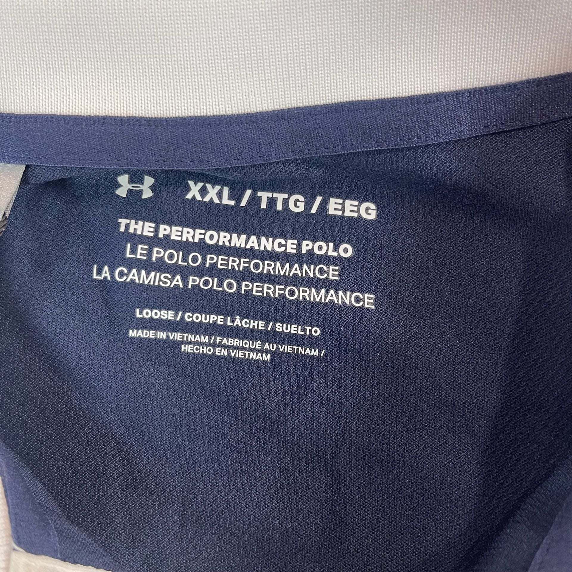 Under Armour Performance Polo Shirt Size XXL Blue White Golf 4