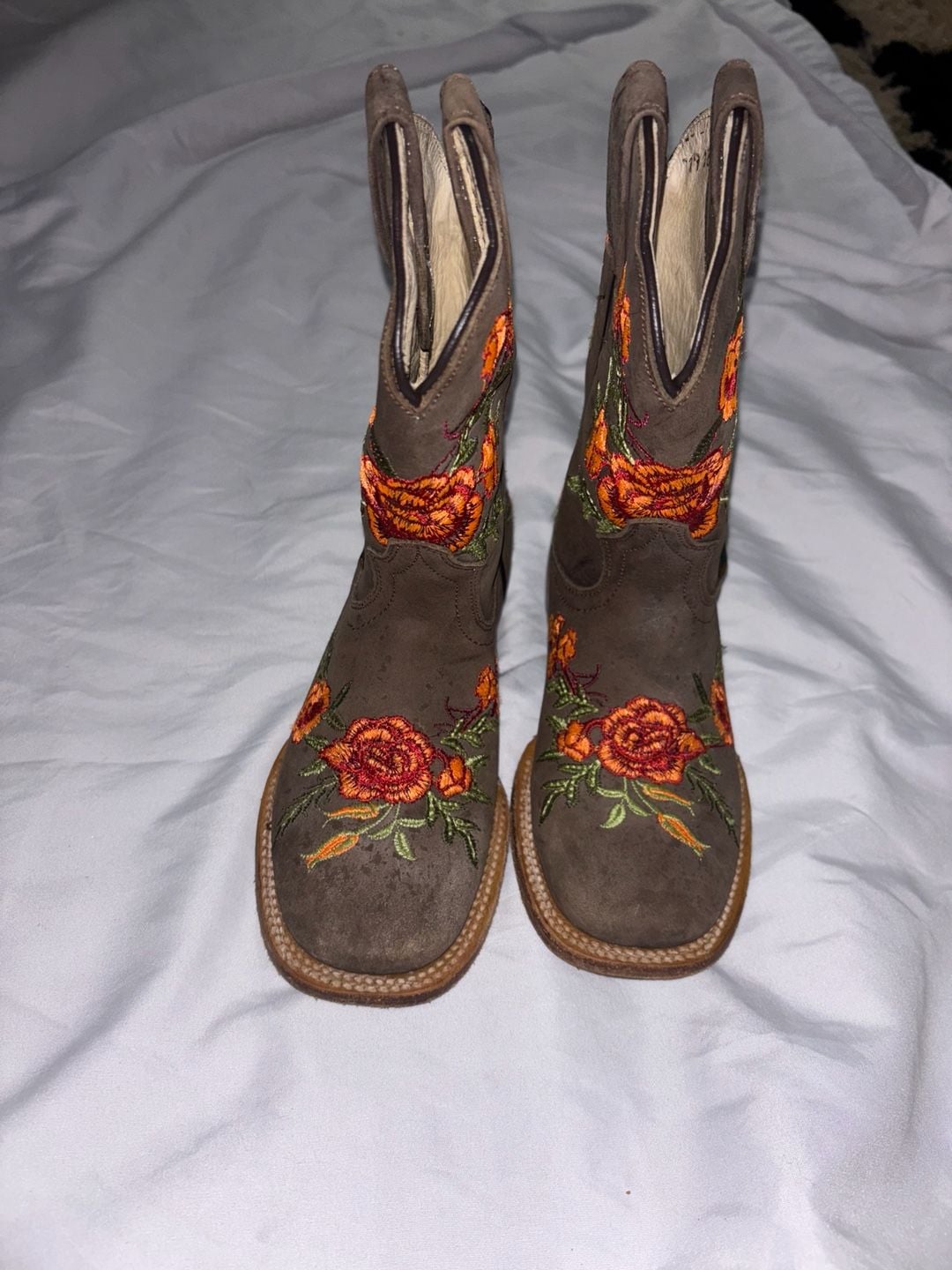 McAllen Cowboy Boots KIDS Brown Floral Embroidered Western 2