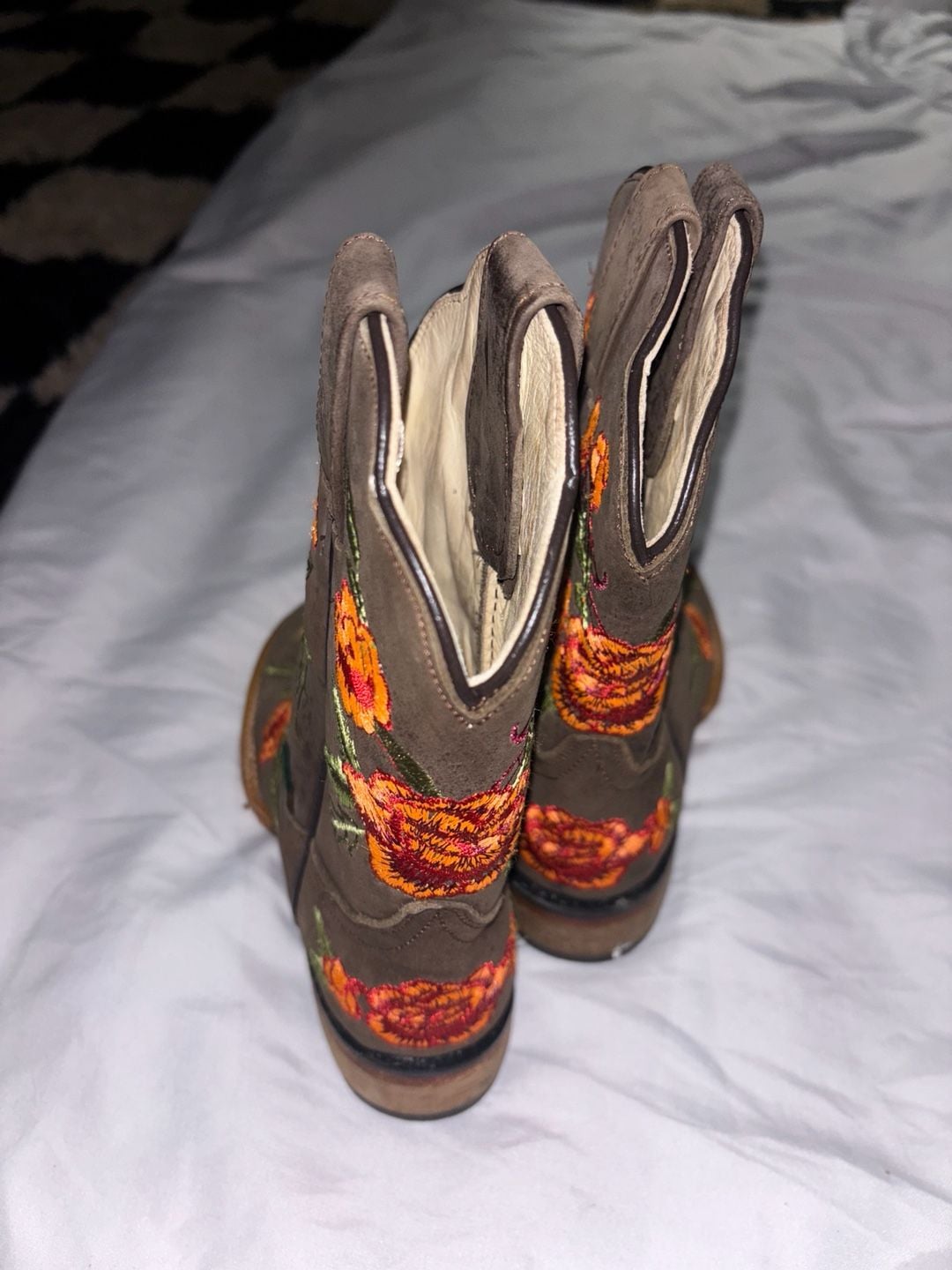 McAllen Cowboy Boots KIDS Brown Floral Embroidered Western 4