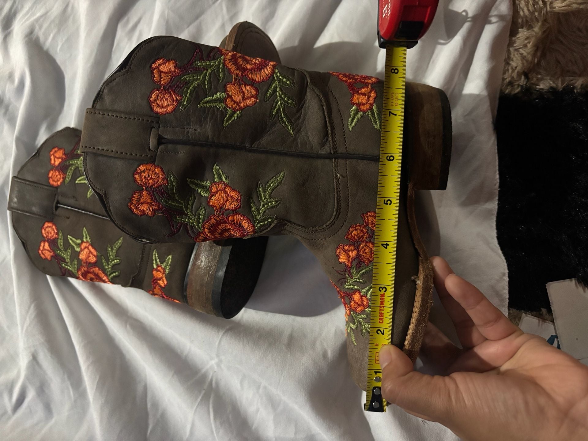 McAllen Cowboy Boots KIDS Brown Floral Embroidered Western 7