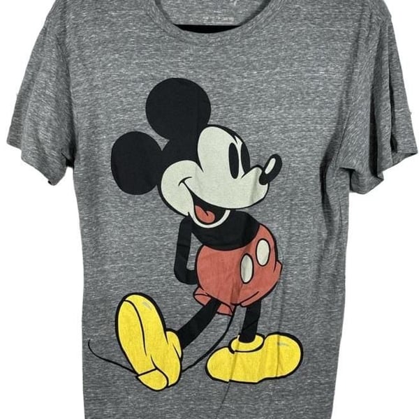 Disney Mickey Mouse Graphic T-Shirt Size S Gray
