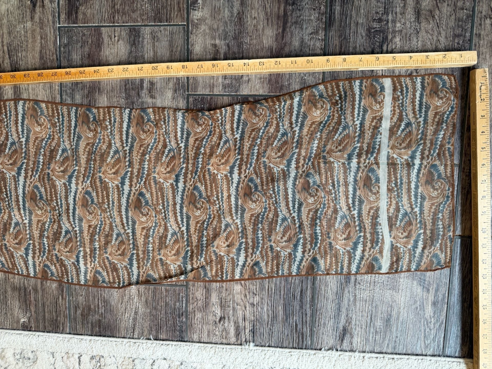 Diane von Furstenberg Oblong Scarf Brown Blue Paisley Print Silk 5