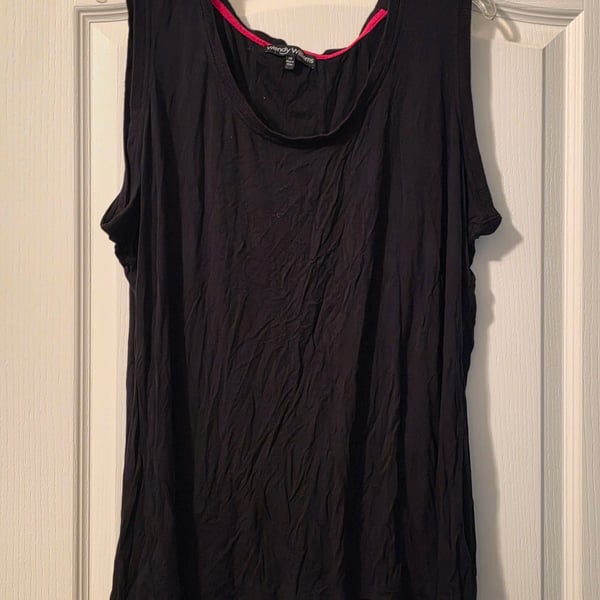 Wendy Williams Tank Top Size 2X Black Viscose Spandex Sleeveless Shirt