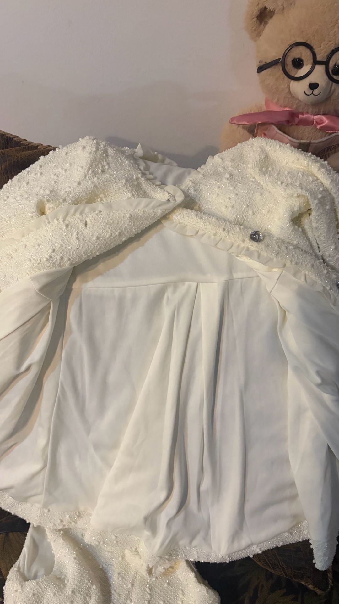 Nannette Kids 2-Piece Set Holiday Dress And Coat Size 12 Cream 4
