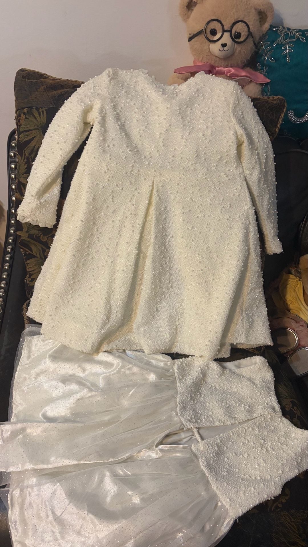 Nannette Kids 2-Piece Set Holiday Dress And Coat Size 12 Cream 7