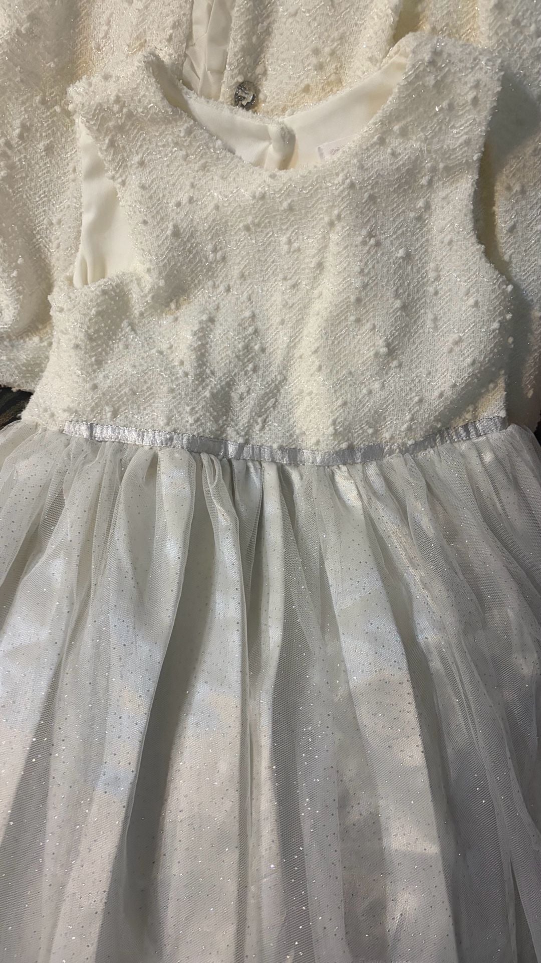 Nannette Kids 2-Piece Set Holiday Dress And Coat Size 12 Cream 8