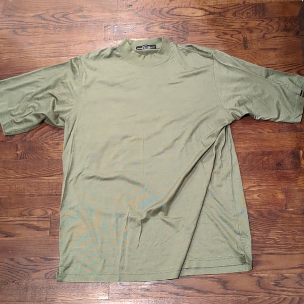 Carnoustie Mock Neck Short Sleeve Shirt Size M Green 100% Cotton