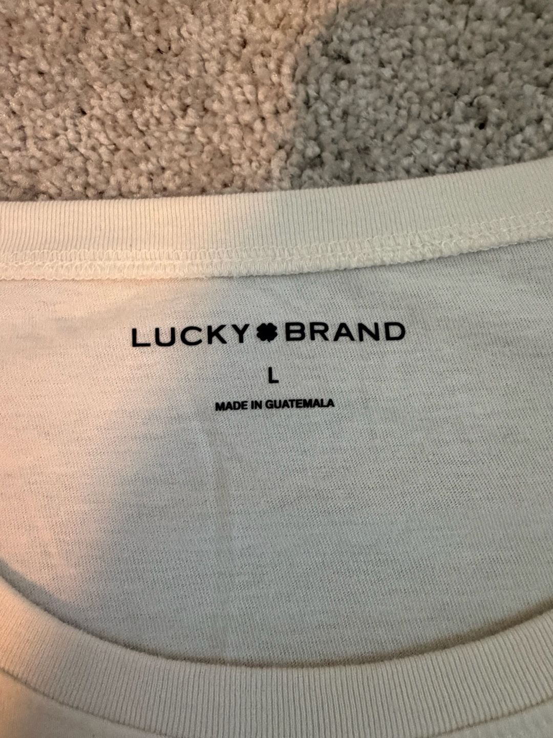 Lucky Brand Elephant Graphic Tee Size L Cream Short Sleeve Boho Shirt 3