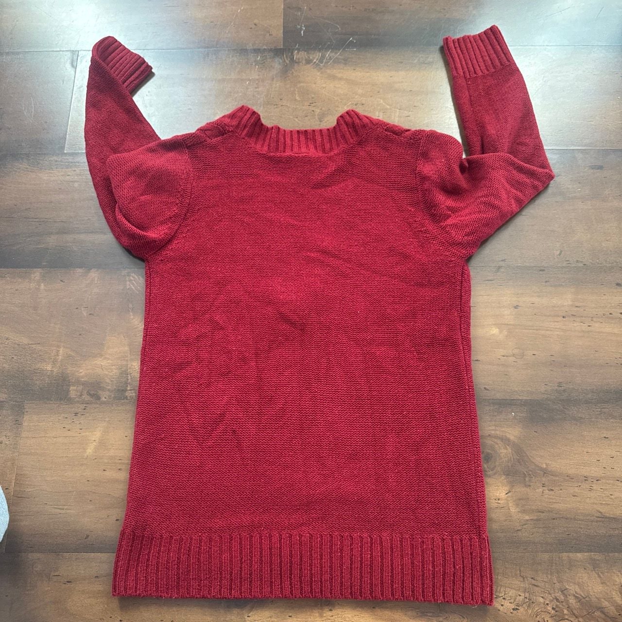 Faded Glory Sweater Size L 12/14 Red Cable Knit V-Neck 5