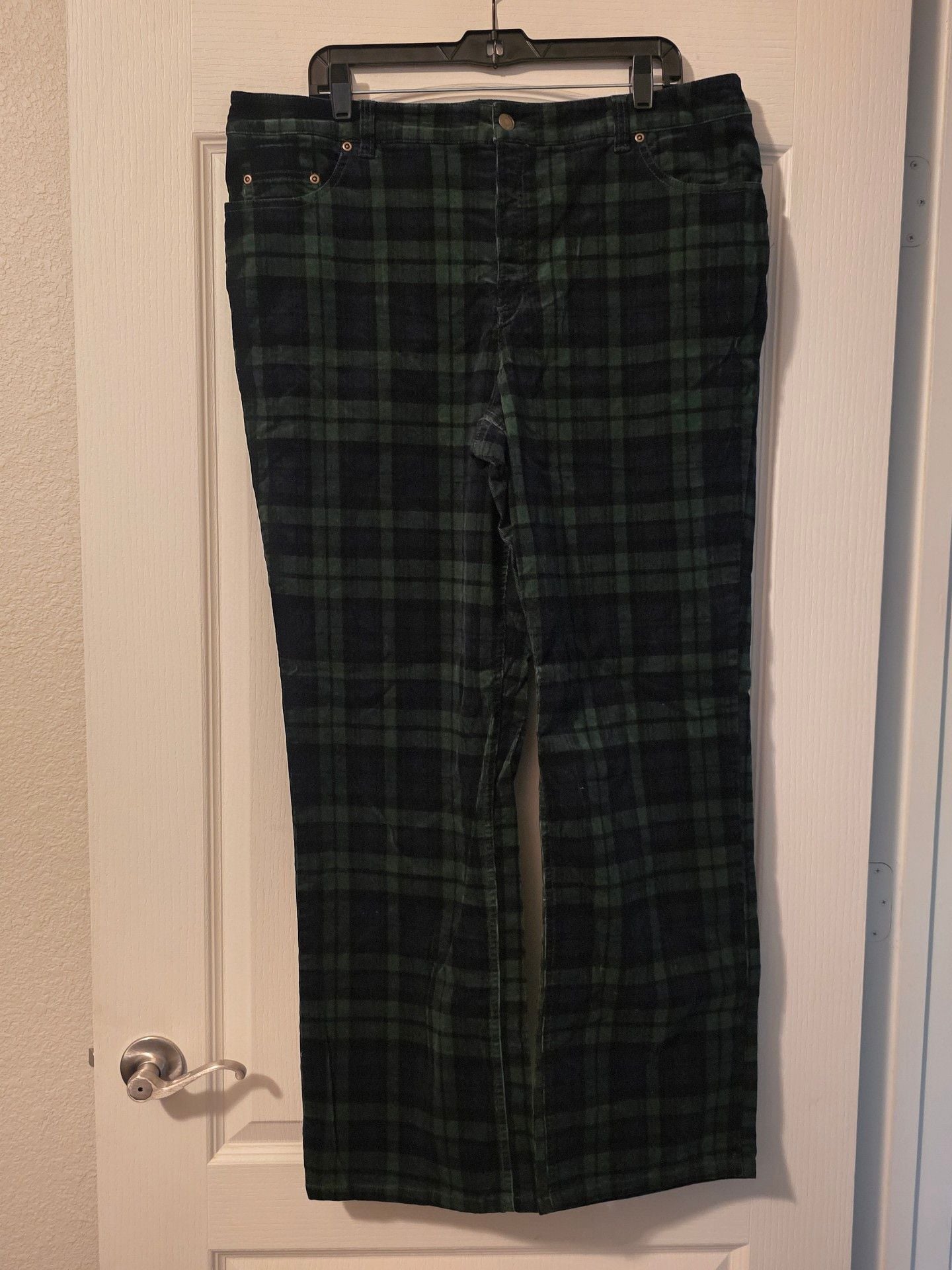 Charter Club Pant Shop Classic Fit Size 18 Green Navy Plaid Corduroy Pants 2