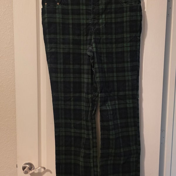 Charter Club Pant Shop Classic Fit Size 18 Green Navy Plaid Corduroy Pants