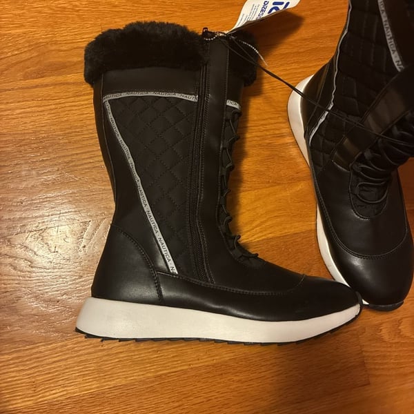 Nautica Everly Winter Boots Size 8 Black Quilted Faux Fur Snow Boot