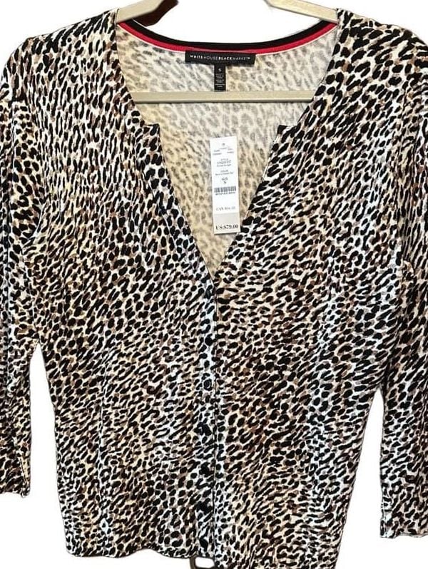 White House Black Market Leopard Printed Cardigan Size S NWT 4