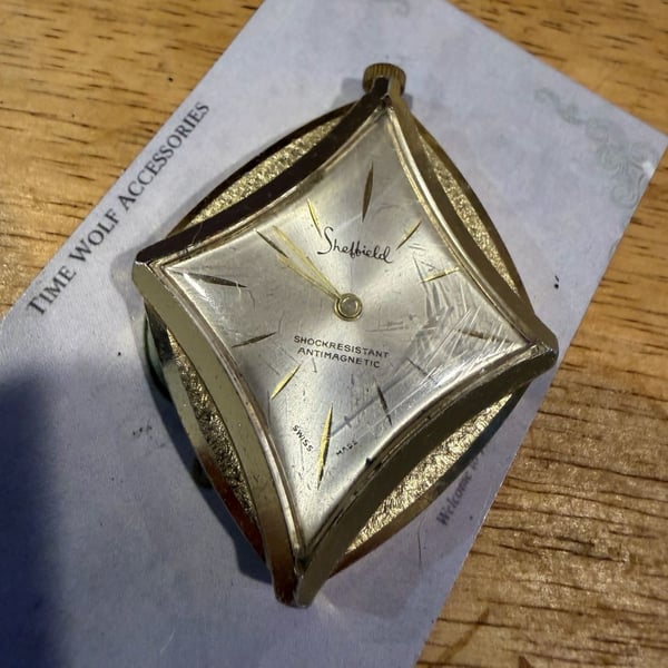 Sheffield Diamond Shape Pendant Watch Gold Tone Swiss Made