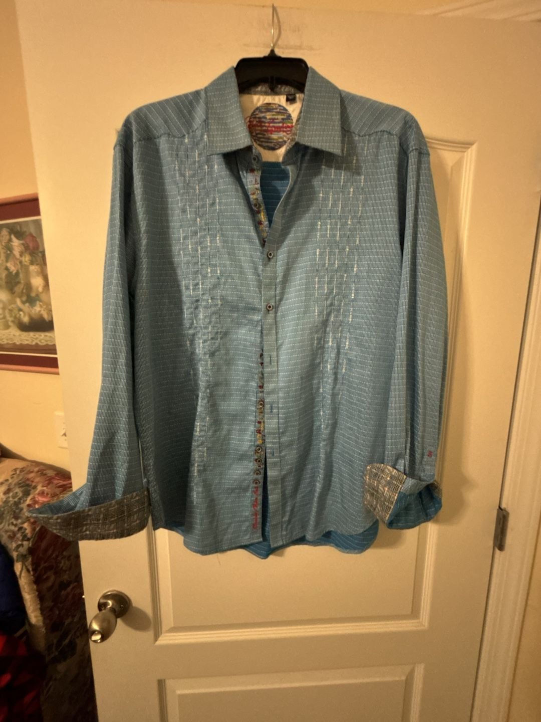 Robert Graham Button-Up Shirt Size 2XL/2TG Blue Geometric Long Sleeve 8