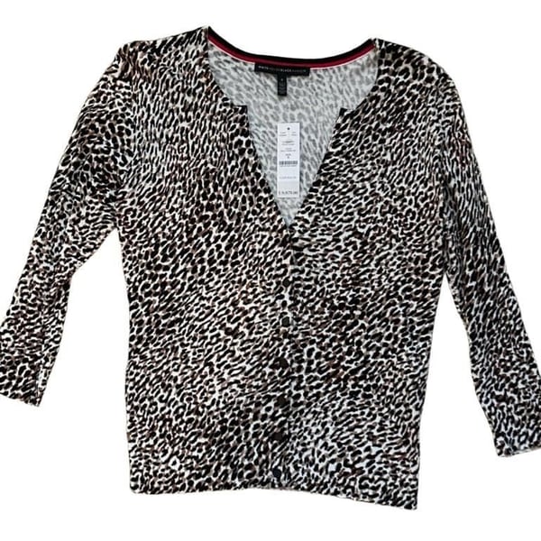 White House Black Market Leopard Printed Cardigan Size S NWT