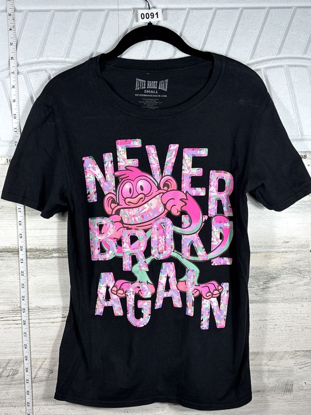 Never Broke Again Graphic T-Shirt Size Small Black Monkey 3