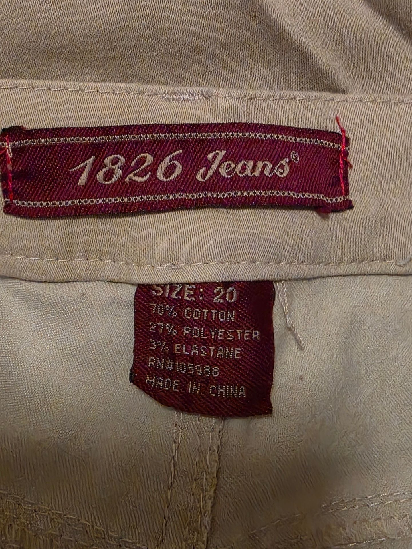 1826 Jeans Pants Size 20 Khaki Tan Stretch Cotton Blend Casual Wear 4