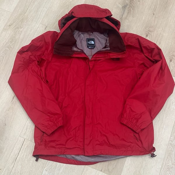 The North Face DryVent Rain Jacket Size L Red Hooded Waterproof