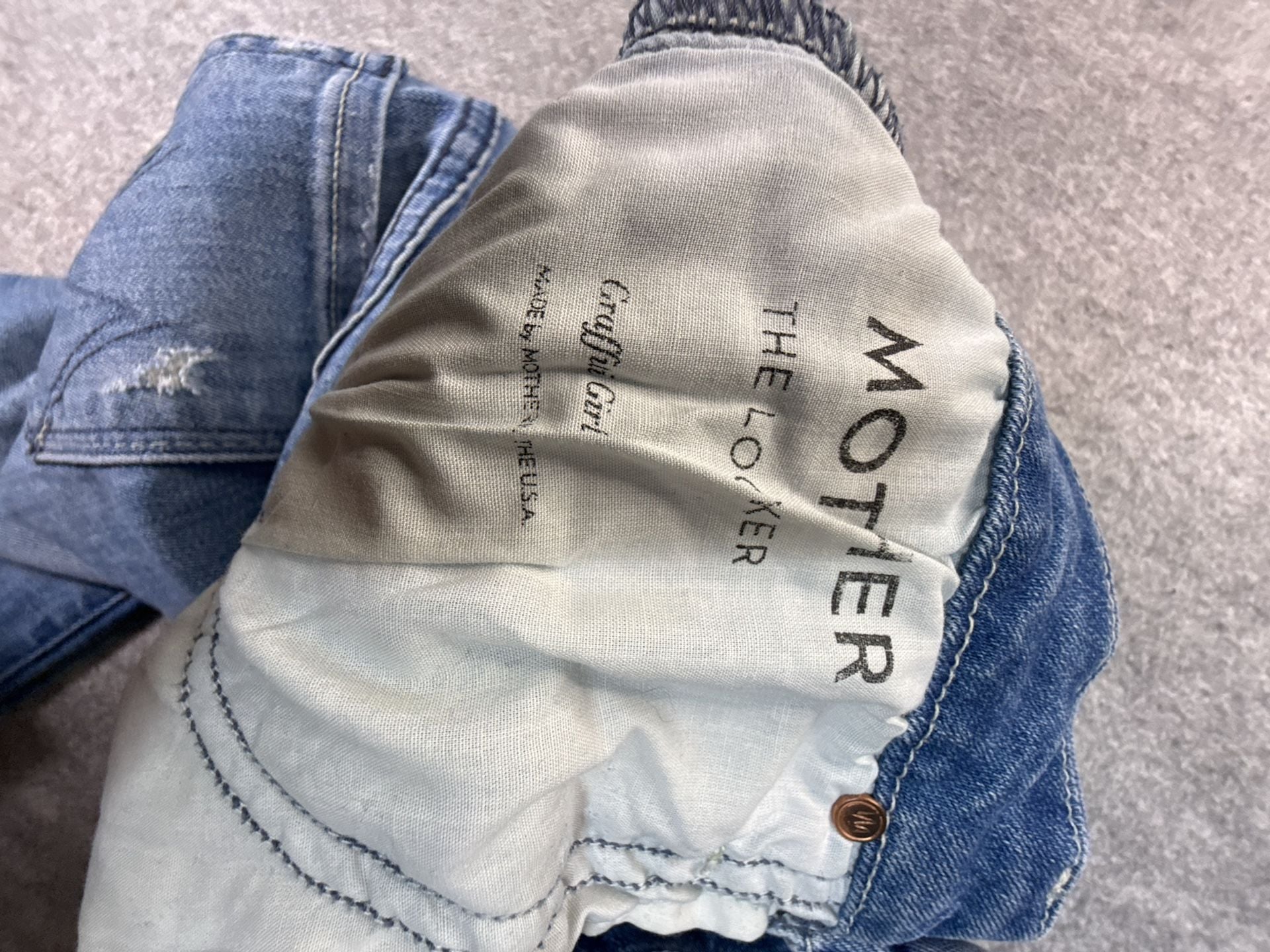 Mother The Looker Jeans Size 25 Graffiti Girl Distressed Skinny Blue 5