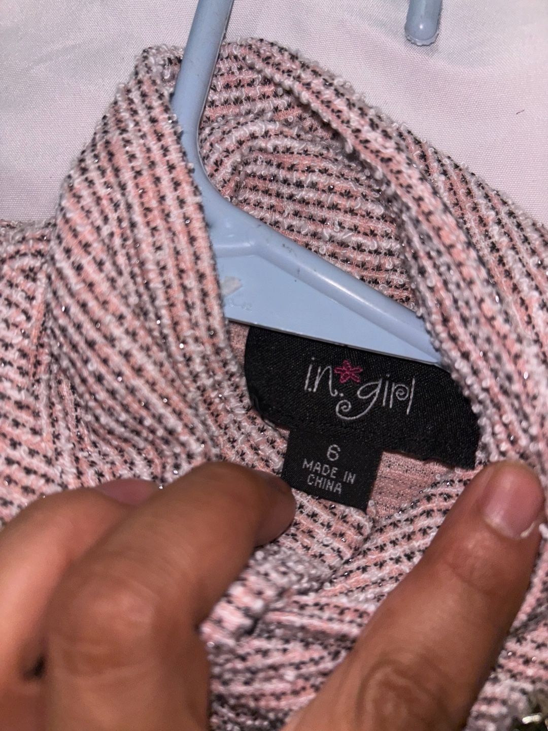 i.n. girl Jacket Size 6 Pink Metallic Tweed Asymmetrical Zip 2