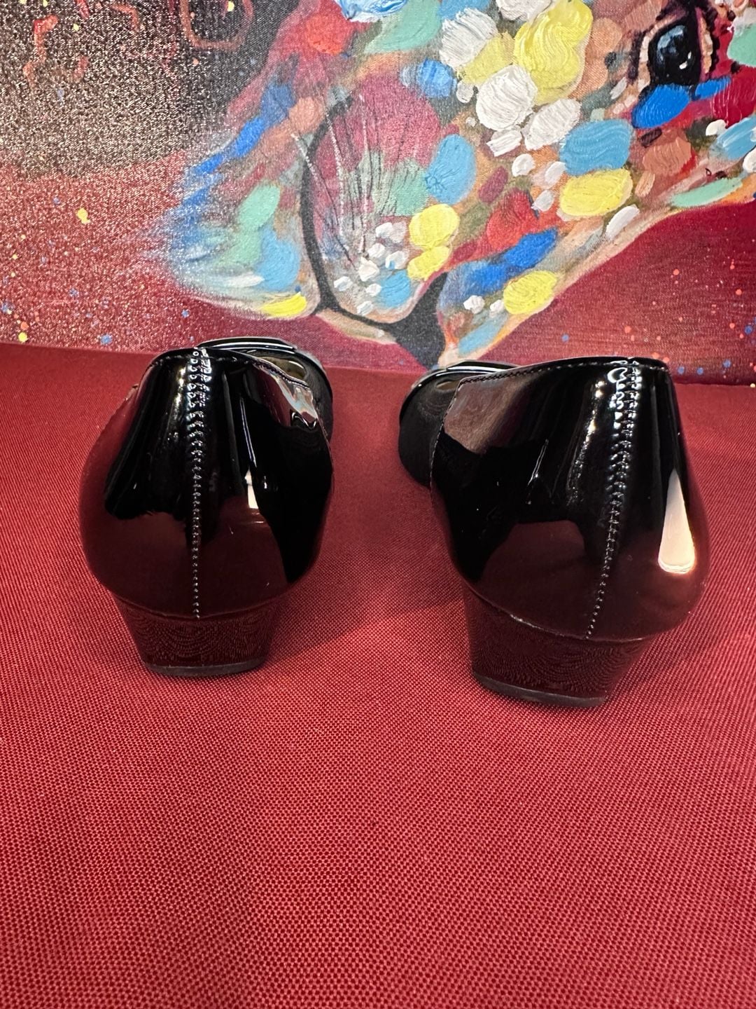No.46 East 5th Memory Foam Wedge Heels Size 5 Black Patent Cap Toe 5