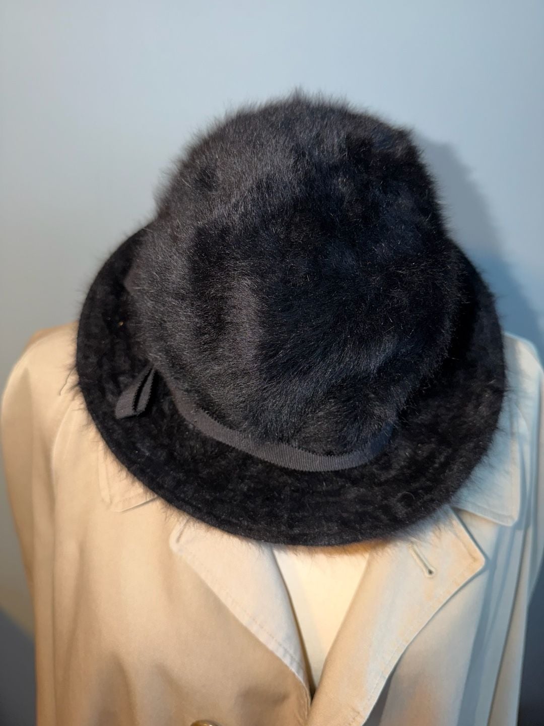 Vintage Kangol Bucket Hat Black Angora 1960s Made In England 2