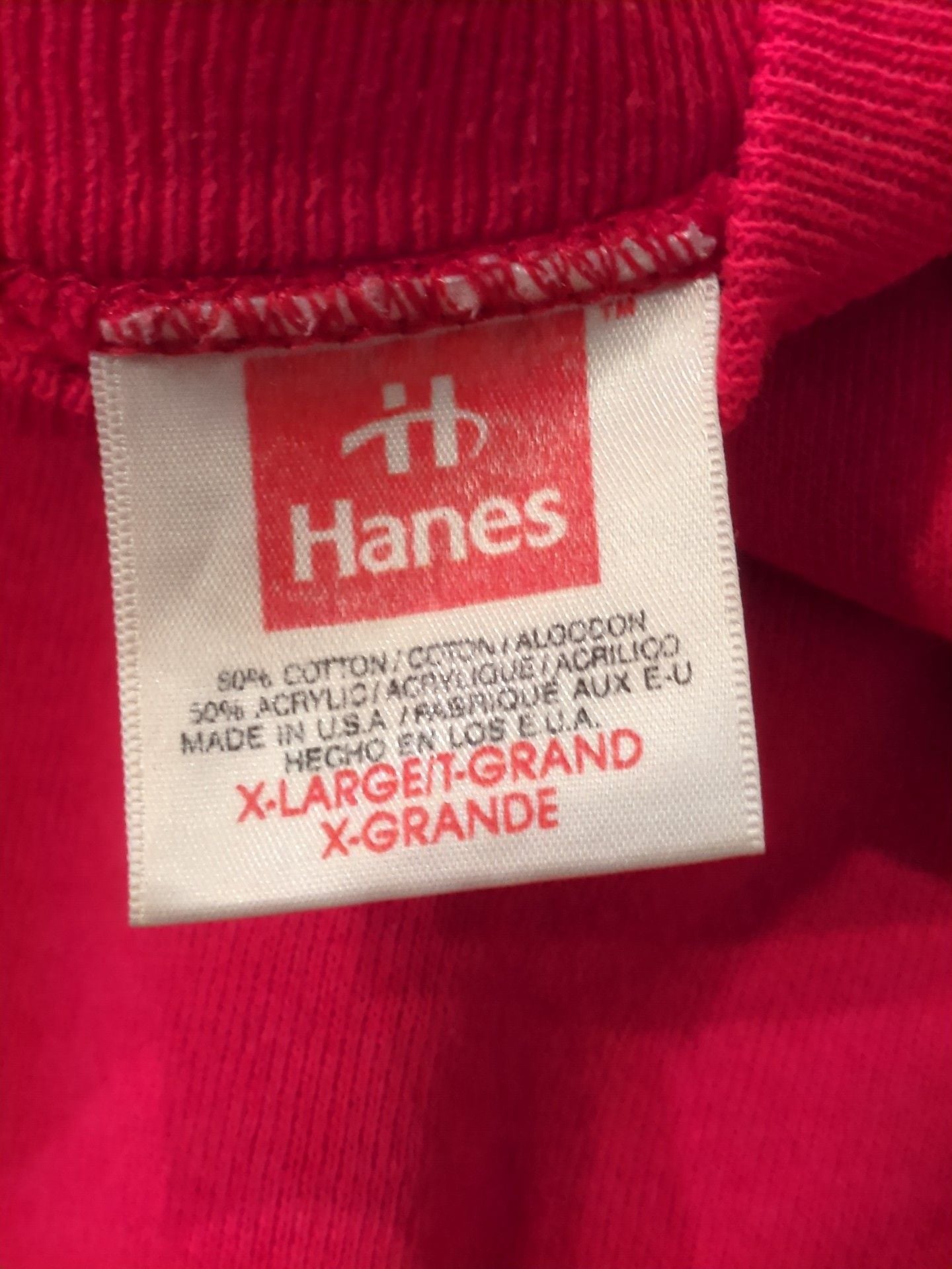 Hanes Sweatshirt Size XL Red Vintage Crewneck Raglan USA Made blank 3