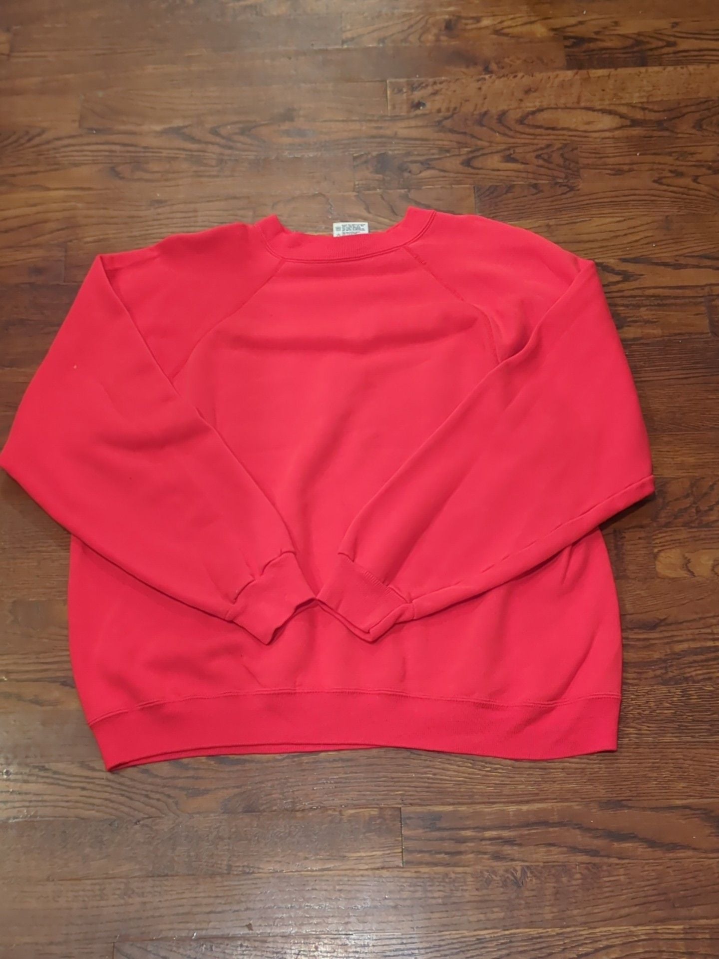 Hanes Sweatshirt Size XL Red Vintage Crewneck Raglan USA Made blank 2