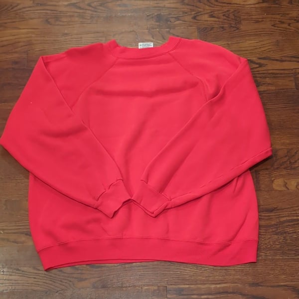 Hanes Sweatshirt Size XL Red Vintage Crewneck Raglan USA Made blank